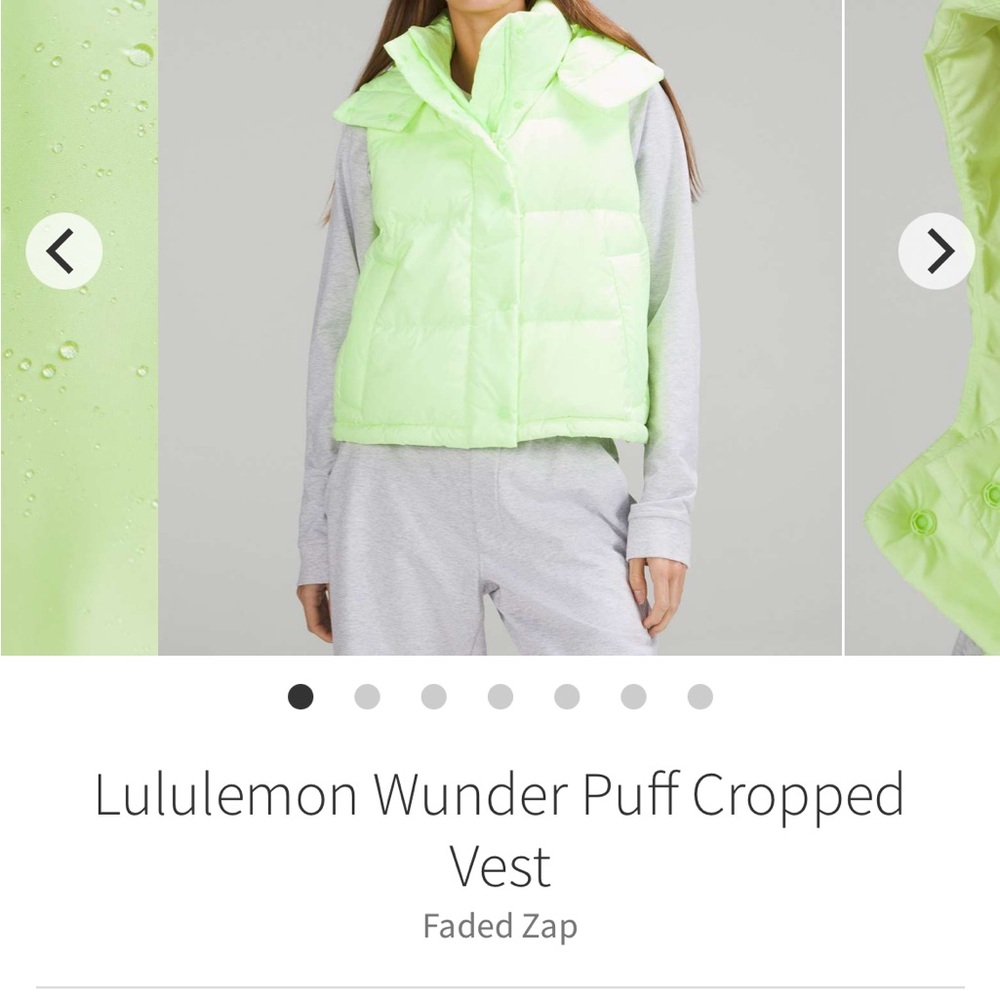 Lululemon Athletica Wunder Puff Cropped Vest in Light Green NEW